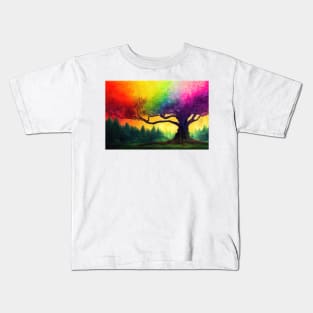 Colorful rainbow big tree Kids T-Shirt